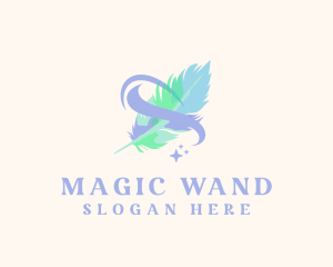 Watercolor Feather Quill logo design