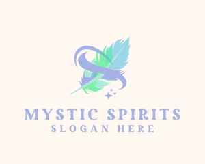 Watercolor Feather Quill logo design