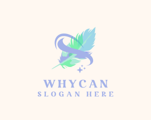 Writer - Watercolor Feather Quill logo design