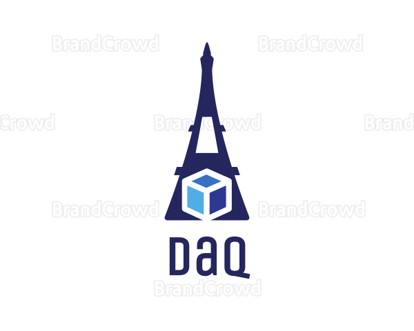 Blue Eiffel Cube Logo