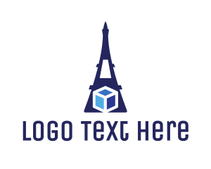 Geometric - Blue Eiffel Cube logo design