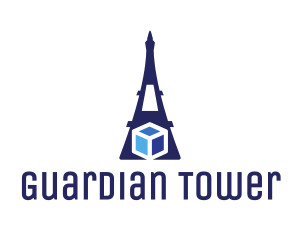 Blue Eiffel Cube logo design