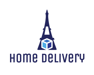 Blue Eiffel Cube logo design