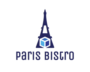 Blue Eiffel Cube logo design