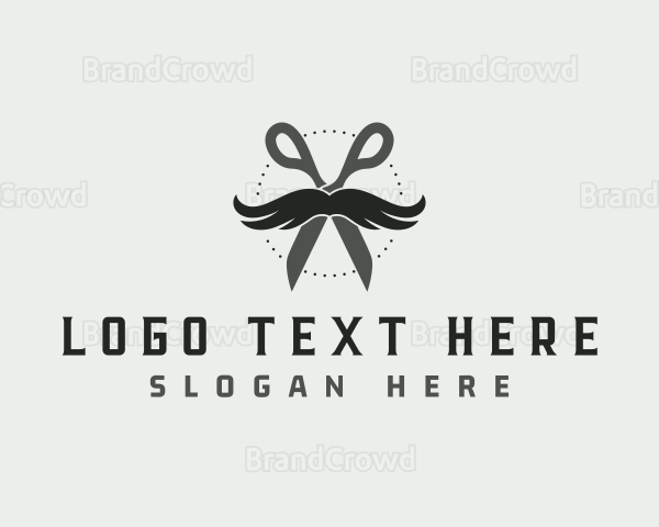 Mustache Scissors Barbershop Logo