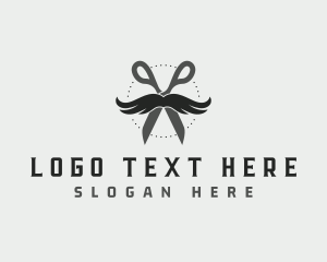 Fashion - Mustache Scissors Barbershop logo design