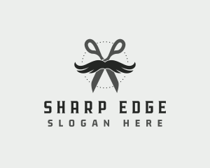 Mustache Scissors Barbershop logo design