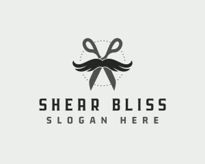 Mustache Scissors Barbershop logo design