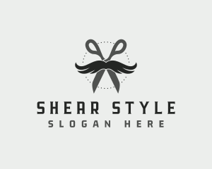 Mustache Scissors Barbershop logo design