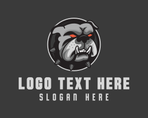 Pitbull - Silver Angry Bulldog logo design