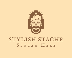 Hipster Mustache Beard logo design