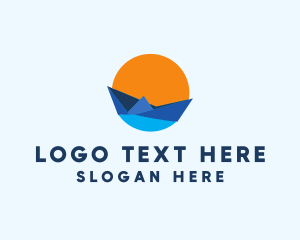 Paper Boat - Paper Sailboat River logo design