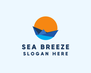 Paper Sailboat River  logo design