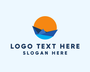 Boating - Paper Sailboat River logo design