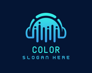 Blue Gradient DJ Headphone Logo