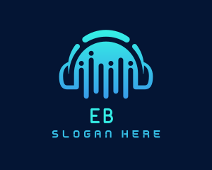 Blue Gradient DJ Headphone Logo
