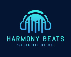 Soundtrack - Blue Gradient DJ Headphone logo design