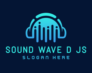 Blue Gradient DJ Headphone logo design