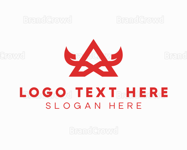 Red Horns Letter A Logo