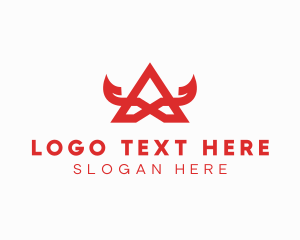 Online Gaming - Red Horns Letter A logo design