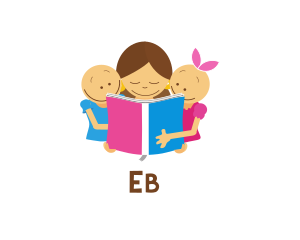 Mother - Children Book Reading logo design