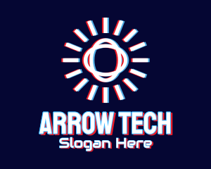 Glitchy Sunburst Tech logo design