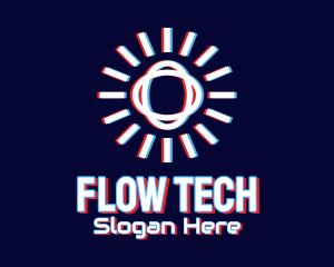 Glitchy Sunburst Tech logo design