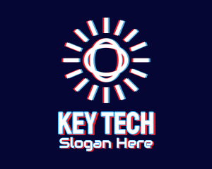 Glitchy Sunburst Tech logo design