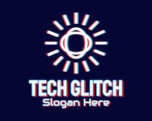 Glitchy Sunburst Tech logo design