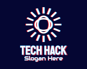 Glitchy Sunburst Tech logo design