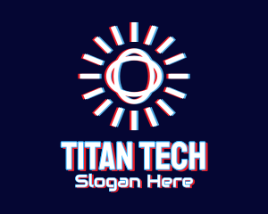 Glitchy Sunburst Tech logo design