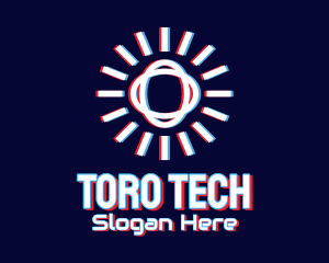 Glitchy Sunburst Tech logo design