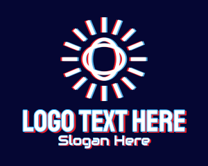 Web Host - Glitchy Sunburst Tech logo design