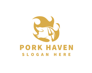 Flaming Fork Pork logo design