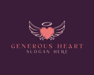 Heart Wings Halo logo design