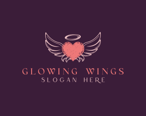 Heart Wings Halo logo design