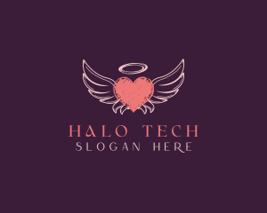 Heart Wings Halo logo design