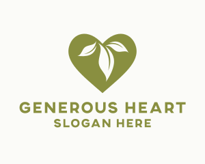 Organic Leaf Heart logo design