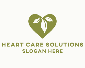 Organic Leaf Heart logo design