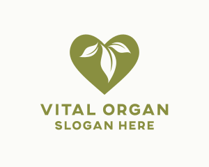 Organic Leaf Heart logo design