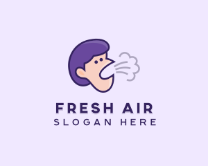 Breath - Coughing Human Face logo design