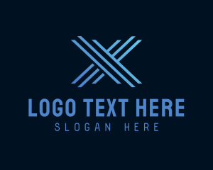 Futuristic - Blue Tech Letter X logo design