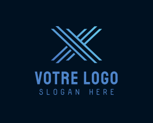 Blue Tech Letter X  Logo