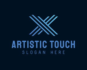 Blue Tech Letter X  logo design