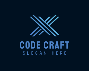 Coding - Blue Tech Letter X logo design