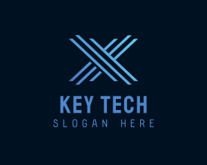 Blue Tech Letter X  logo design