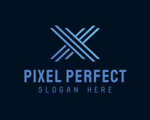 Blue Tech Letter X  logo design