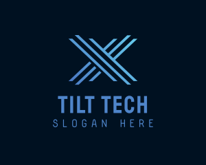 Blue Tech Letter X  logo design