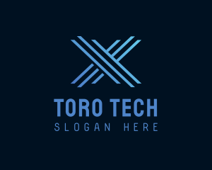 Blue Tech Letter X  logo design