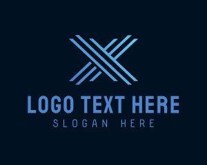 Blue Tech Letter X  Logo